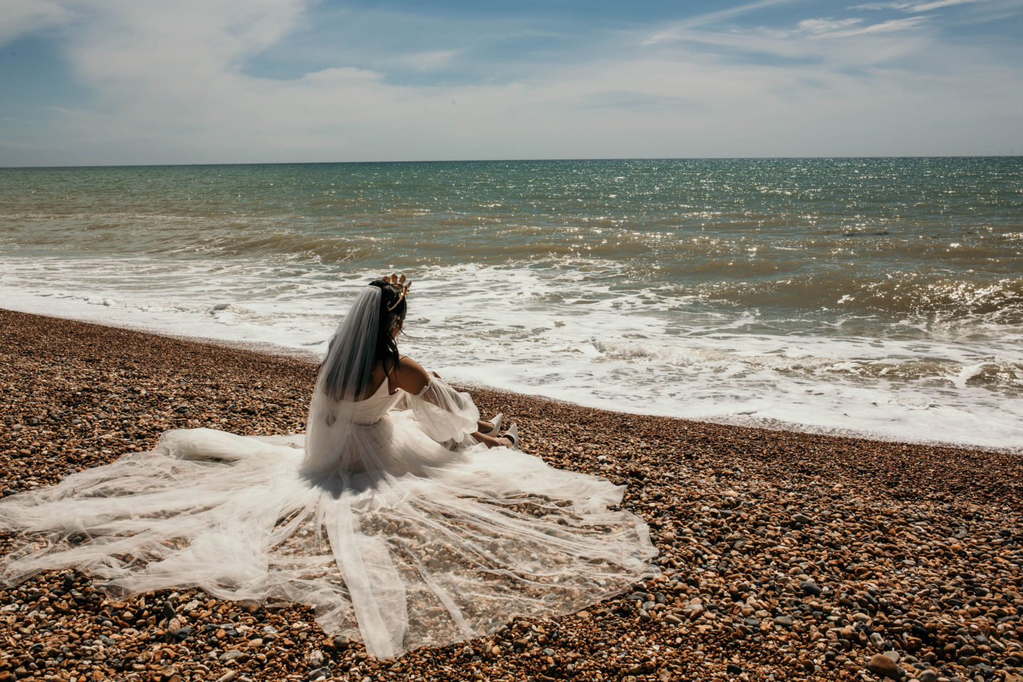 UK Beach Wedding With Bespoke Veil At The Grand Hotel, Brighton