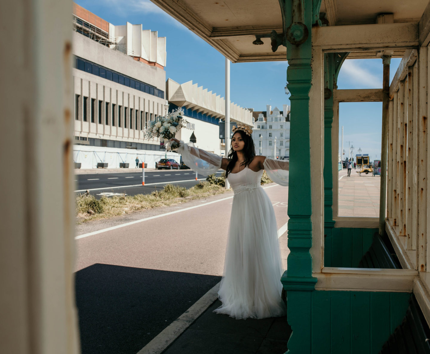 UK Beach Wedding With Bespoke Veil At The Grand Hotel, Brighton