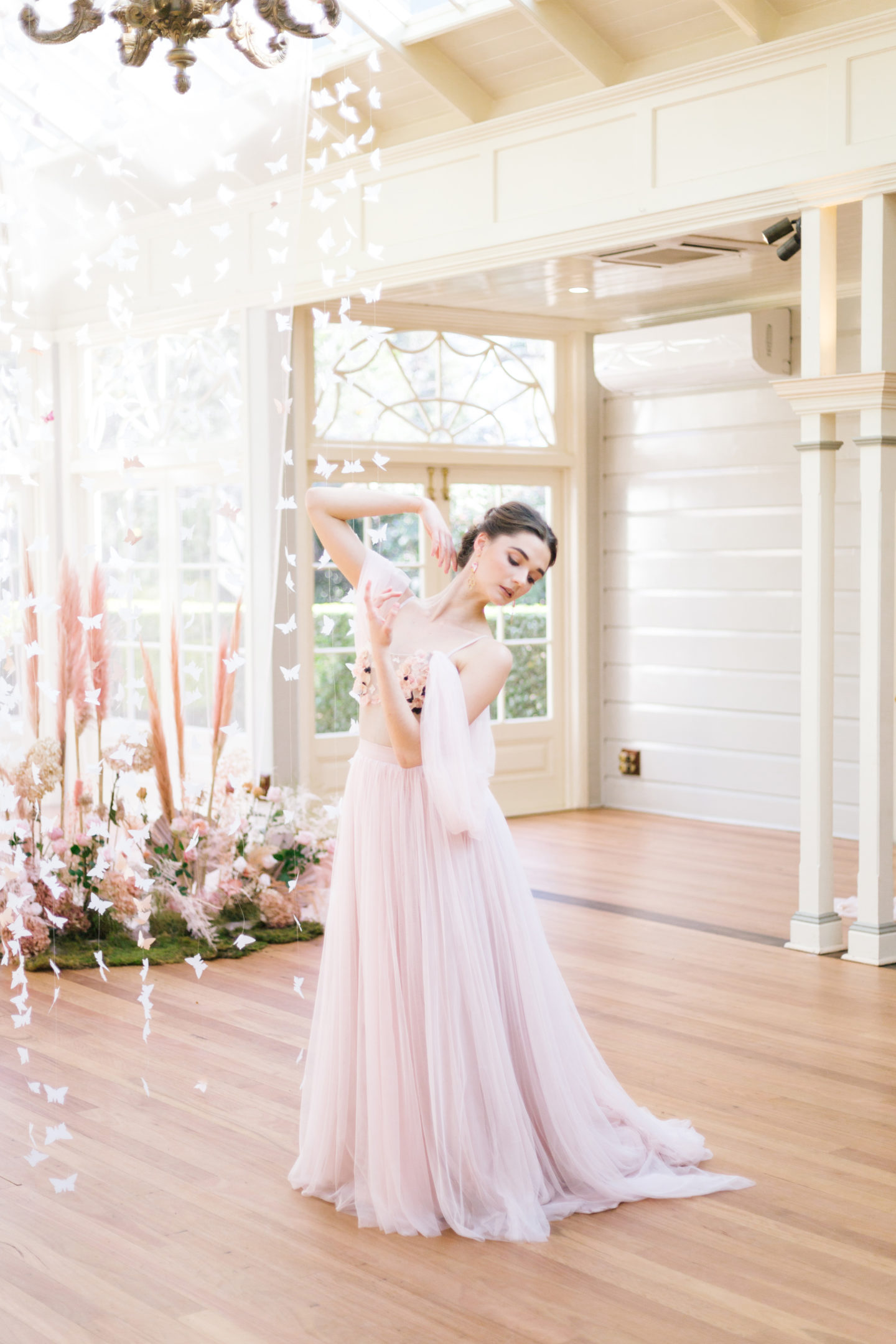 Pink silk wedding online dress