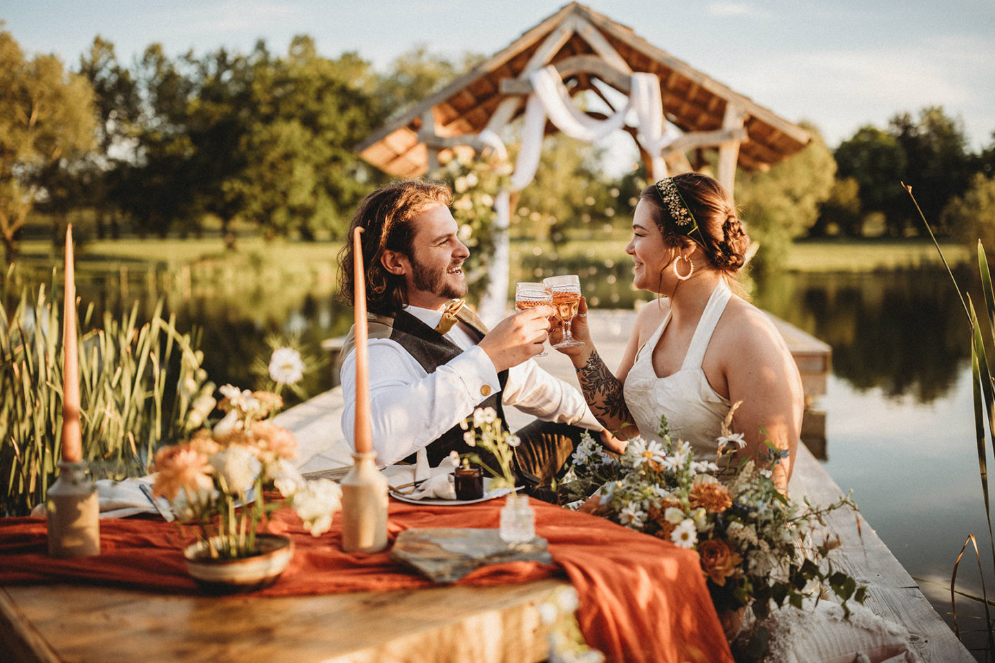 Sustainable Wedding By Twilight At The Jetty, Bedfordshire