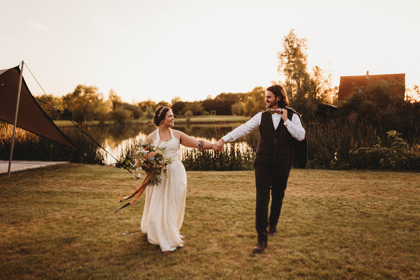 Sustainable Wedding By Twilight At The Jetty, Bedfordshire