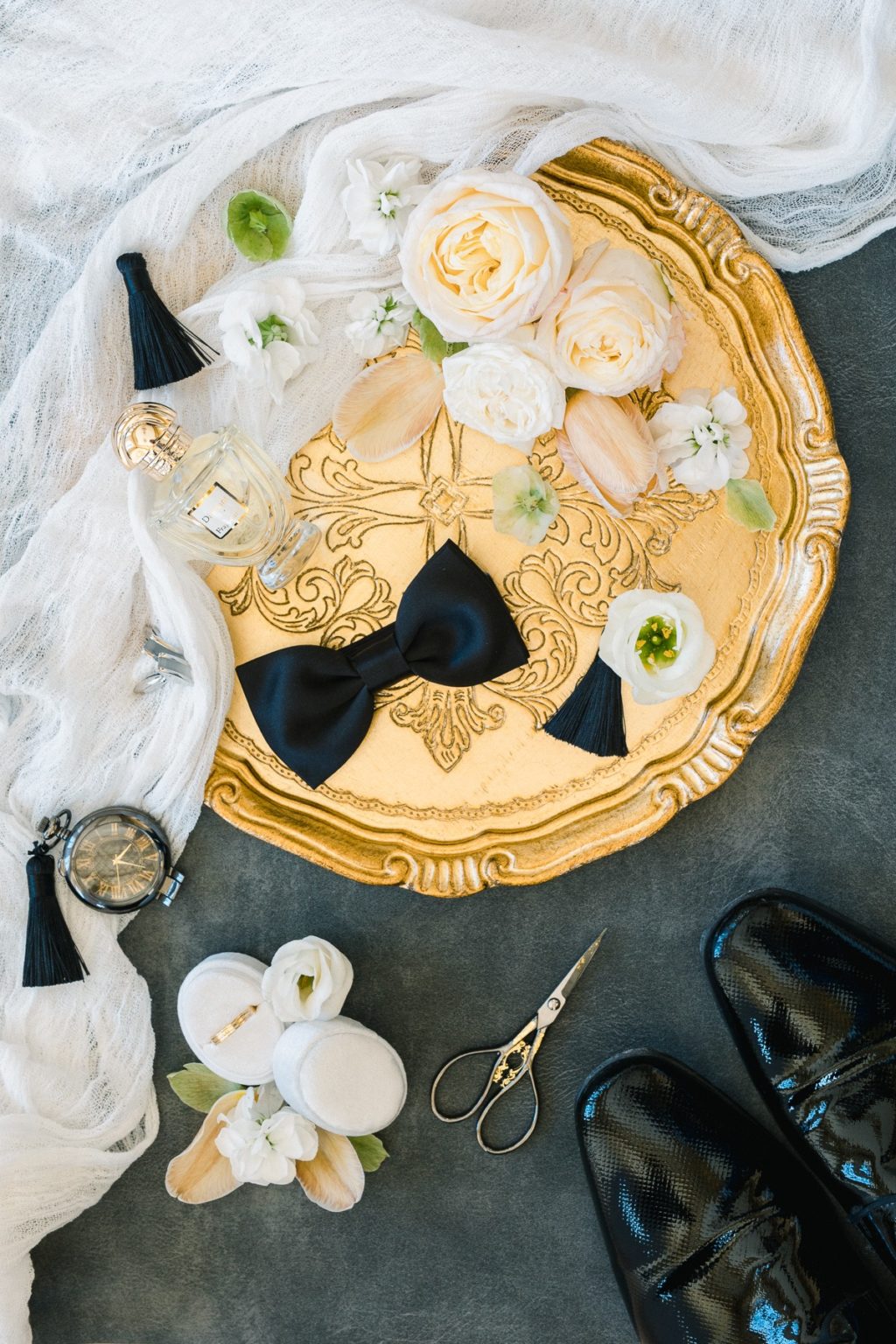 Chic Black and Gold Destination Wedding at Chateau Saint Georges, France