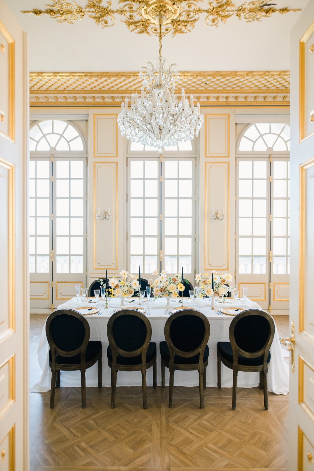 Chic Black and Gold Destination Wedding at Chateau Saint Georges, France