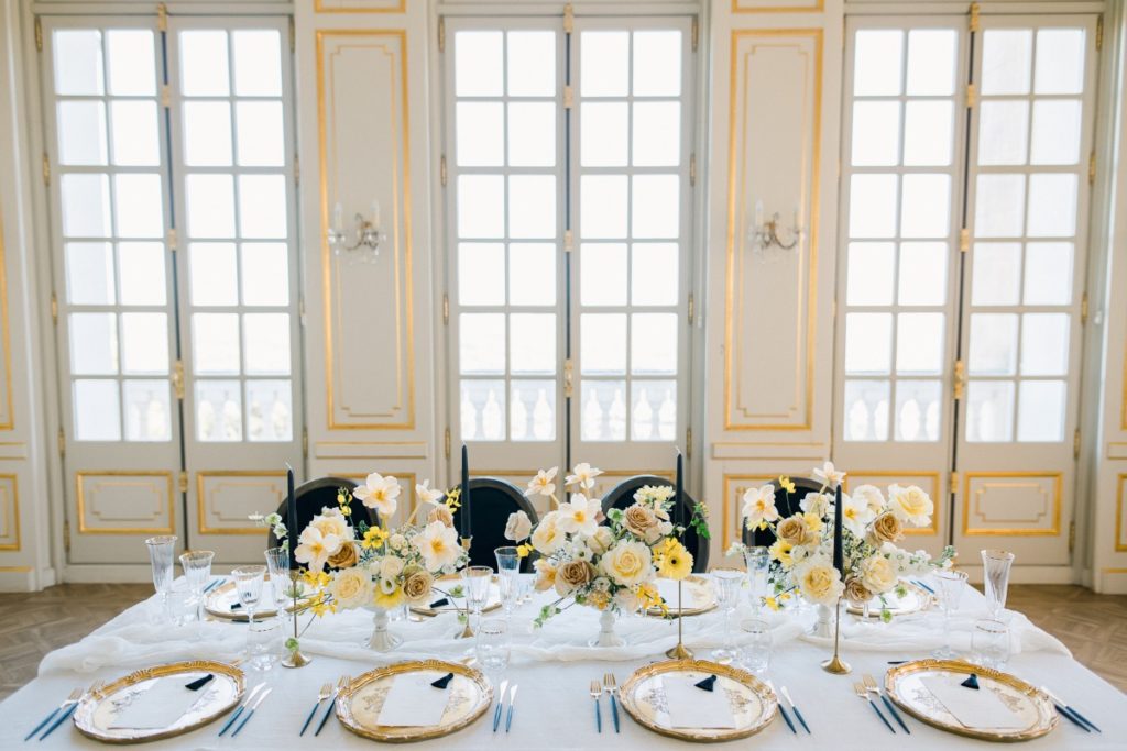 Chic Black and Gold Destination Wedding at Chateau Saint Georges, France