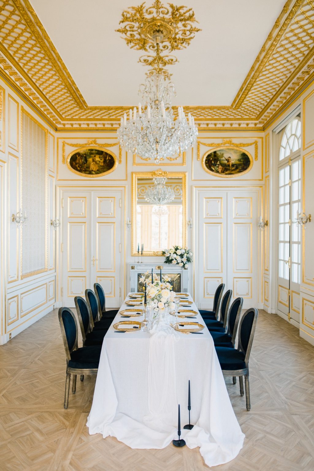 Chic Black and Gold Destination Wedding at Chateau Saint Georges, France