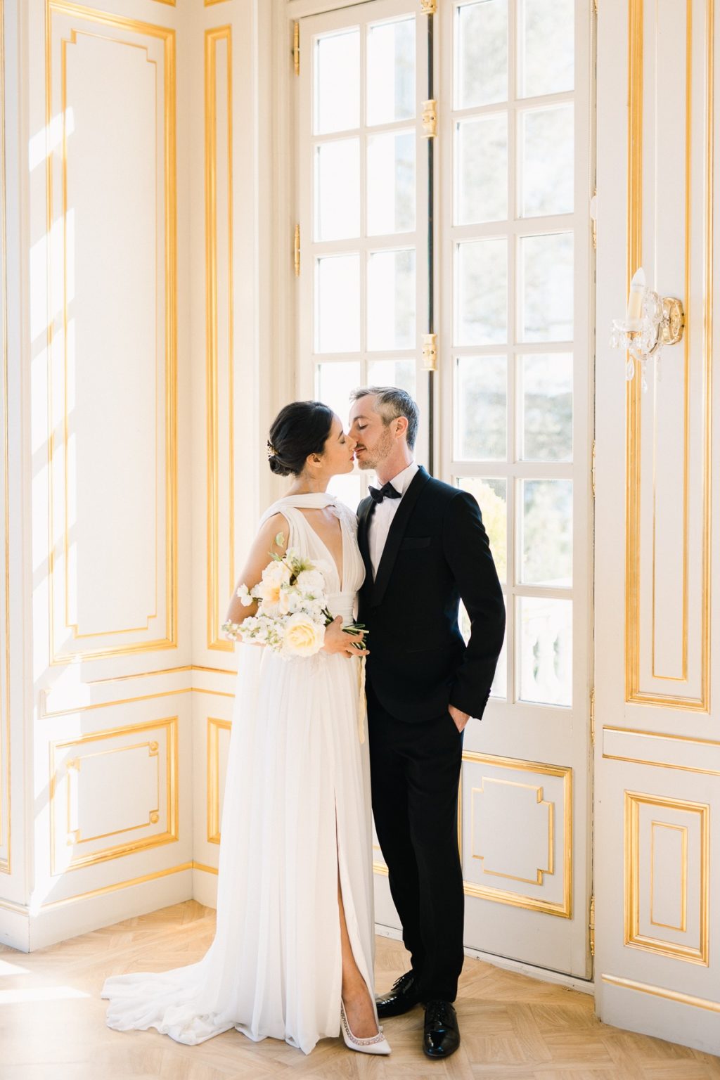 Chic Black and Gold Destination Wedding at Chateau Saint Georges, France