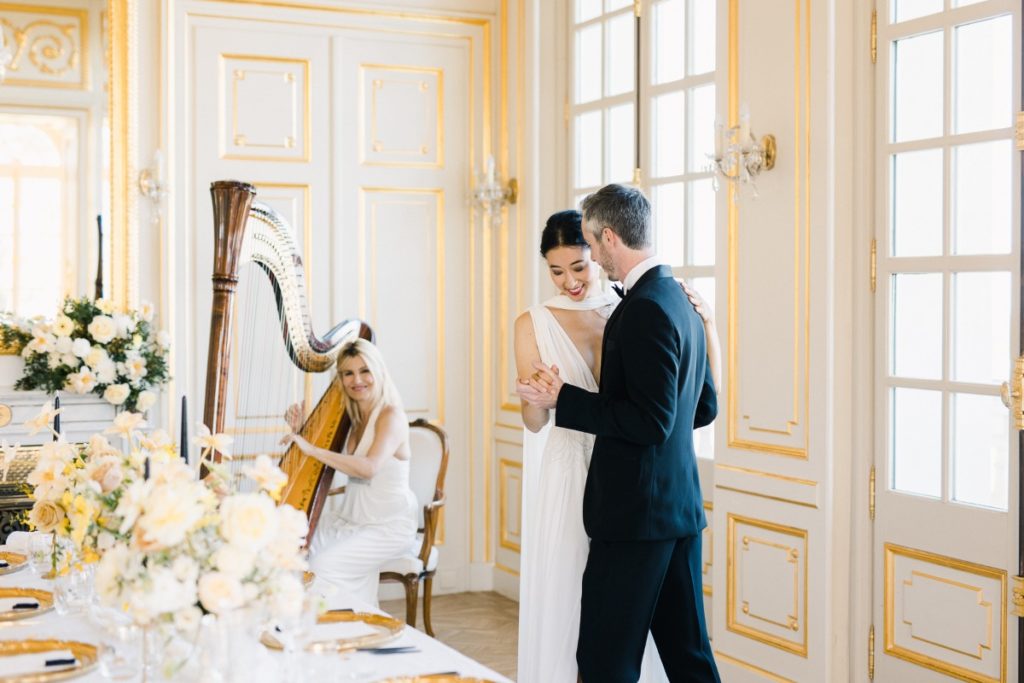 Chic Black and Gold Destination Wedding at Chateau Saint Georges, France