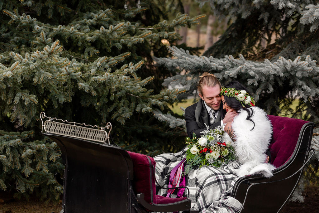 Wonderland Winter Wedding With A Sleigh at Black Hills Receptions, USA