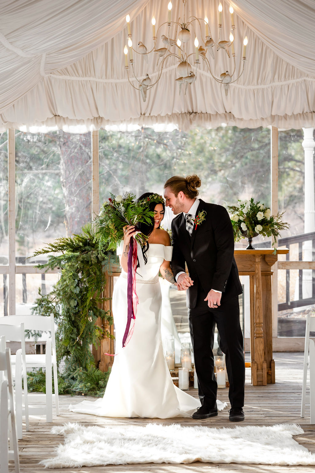 Wonderland Winter Wedding With A Sleigh at Black Hills Receptions, USA