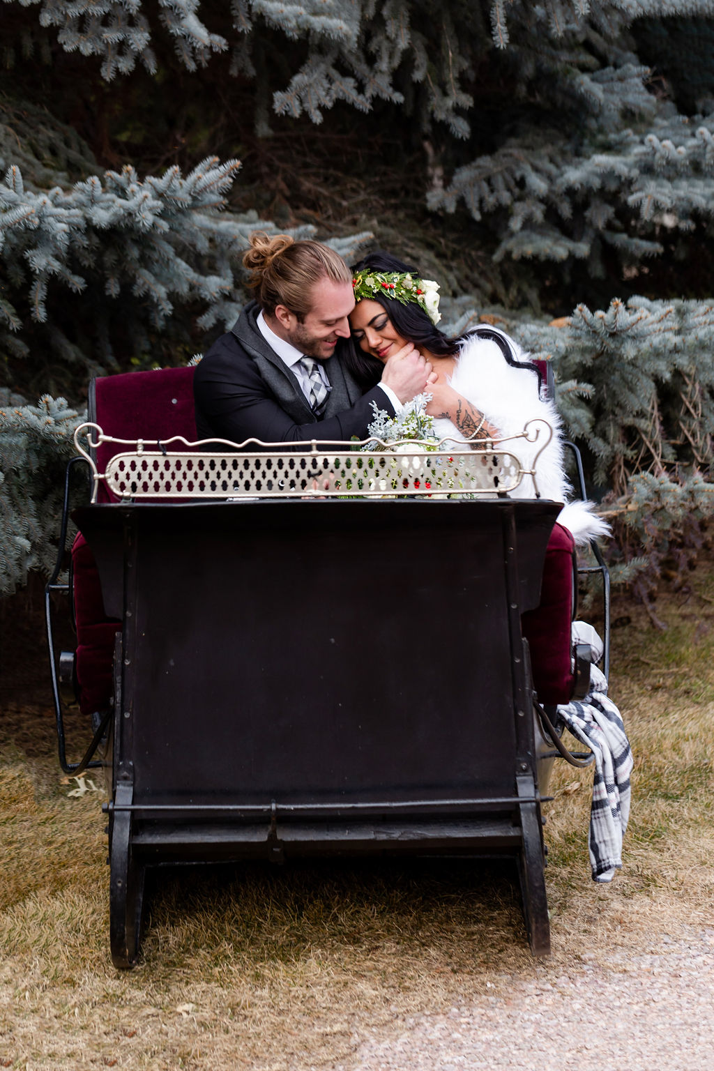 Wonderland Winter Wedding With A Sleigh at Black Hills Receptions, USA