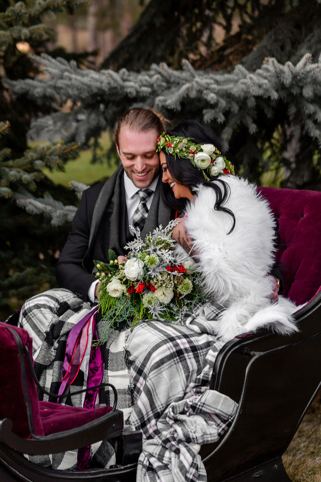 Wonderland Winter Wedding With A Sleigh at Black Hills Receptions, USA