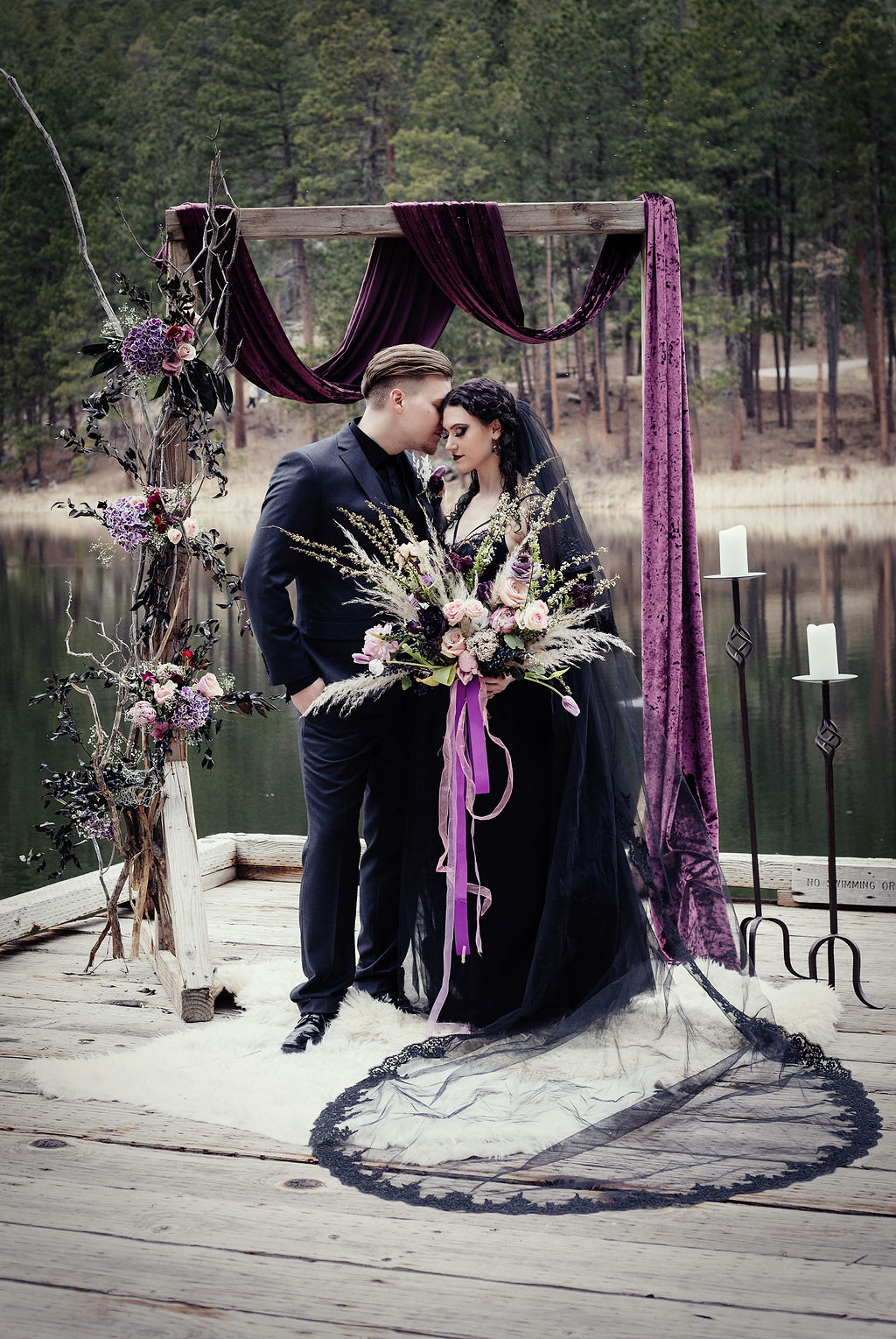 Alternative Wedding With Black Wedding Dress In South Dakota USA