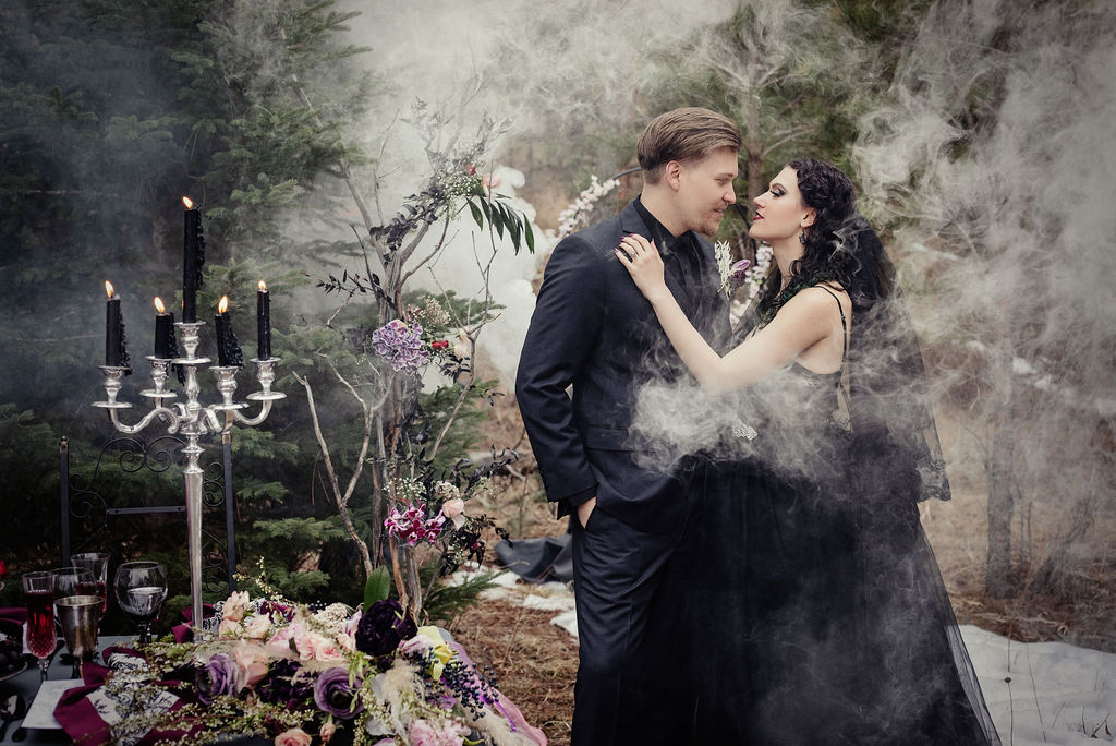 Alternative Wedding With Black Wedding Dress In South Dakota USA