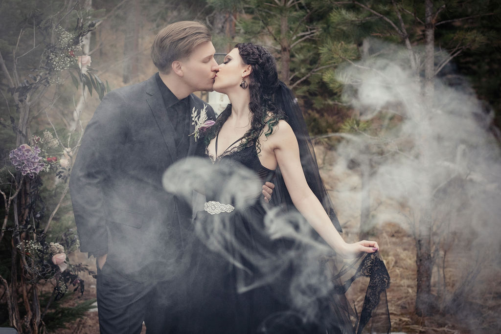 Alternative Wedding With Black Wedding Dress In South Dakota USA