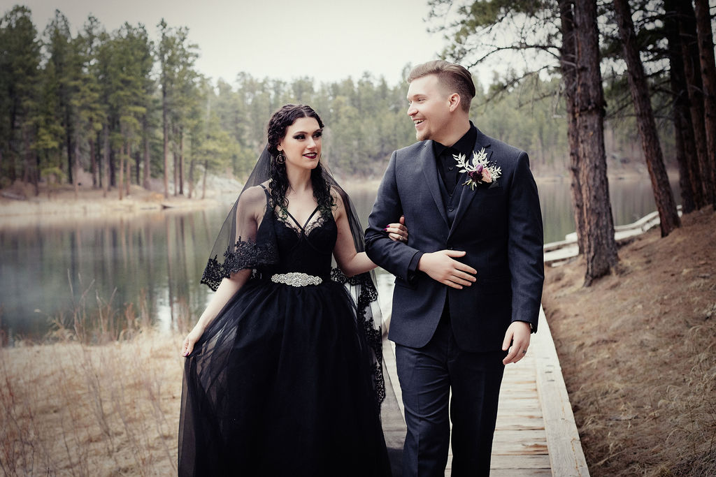 Alternative Wedding With Black Wedding Dress In South Dakota USA