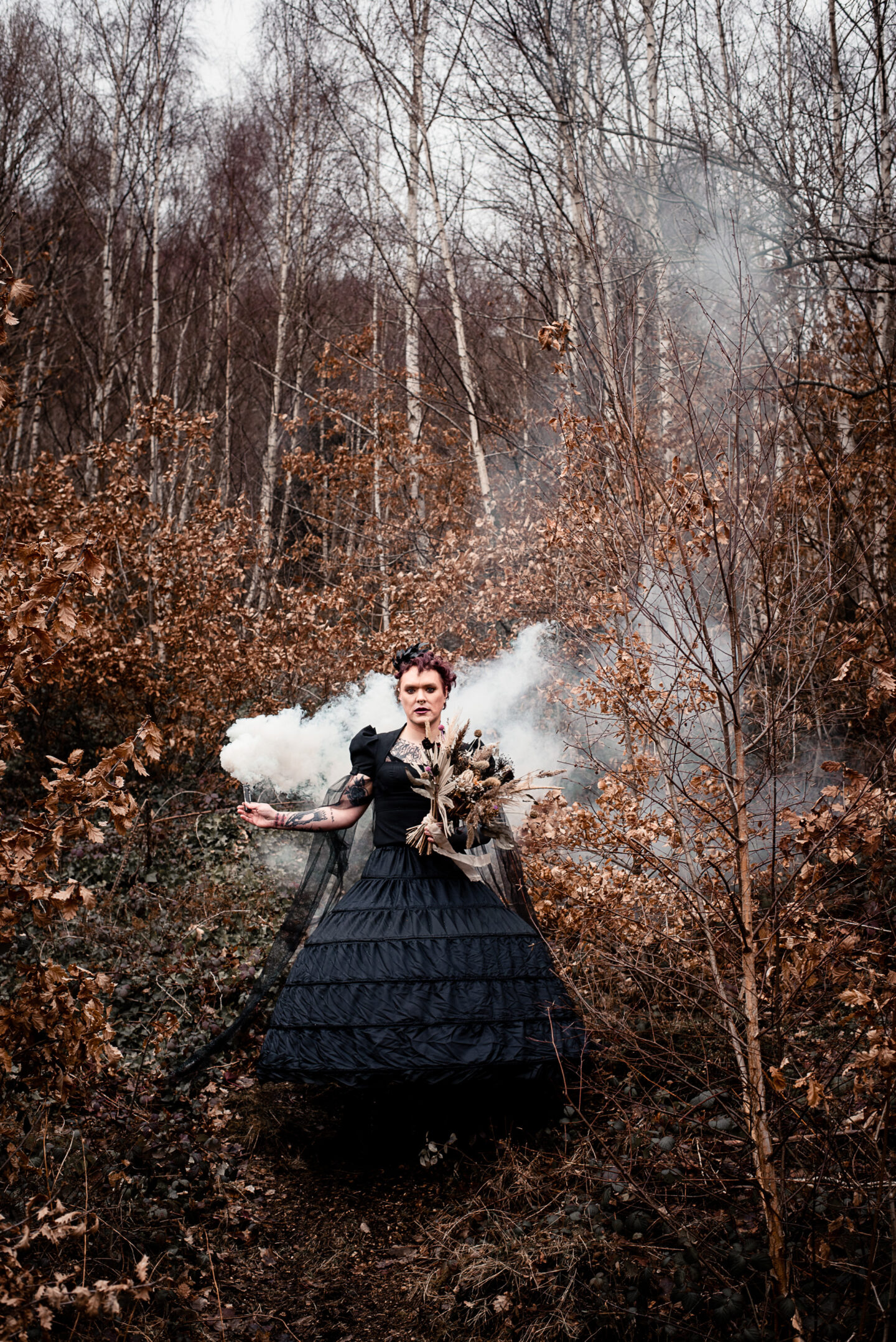 Transgender Bride With Black Wedding Dress and Goth Wedding Vibes