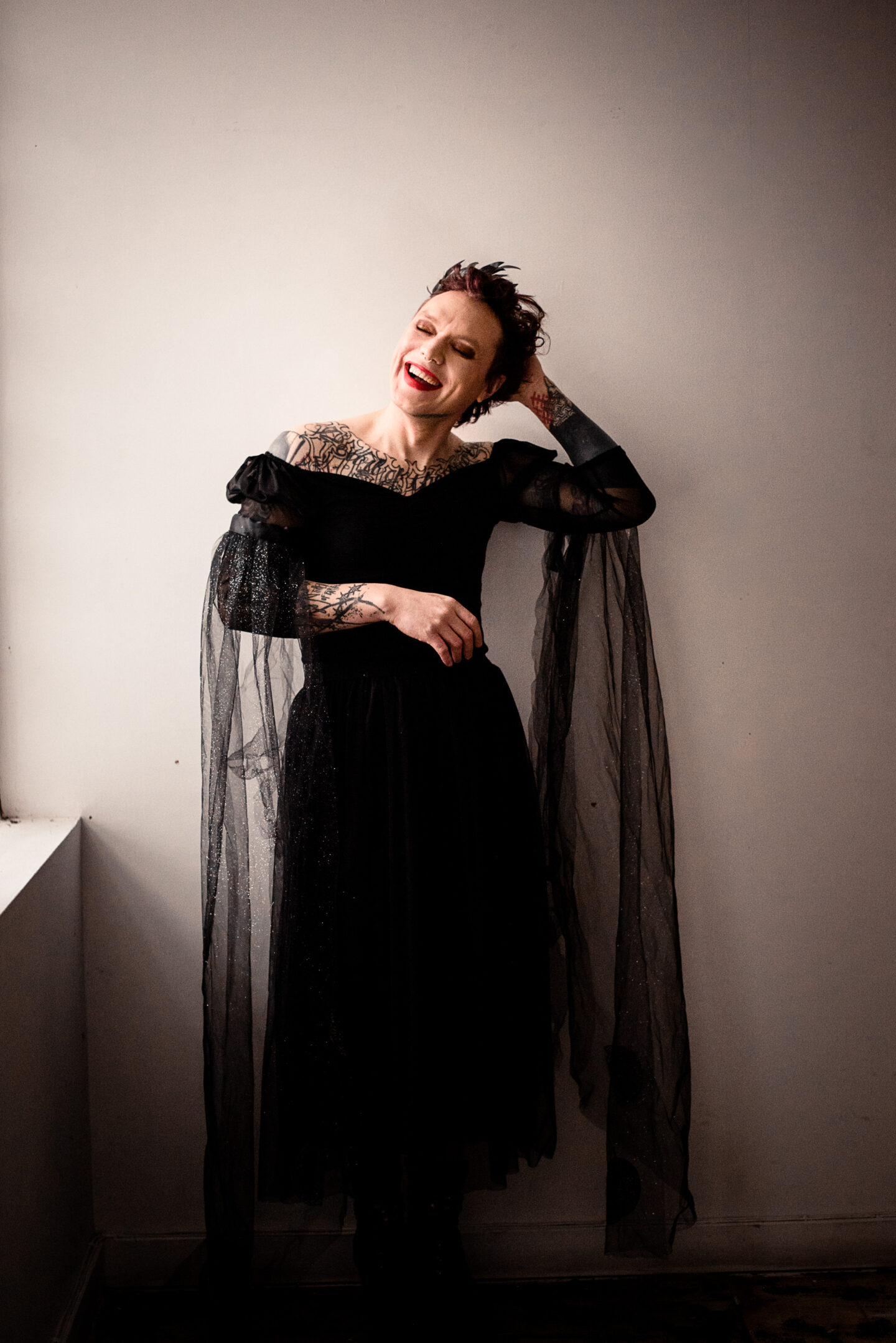 Transgender Bride With Black Wedding Dress and Goth Wedding Vibes