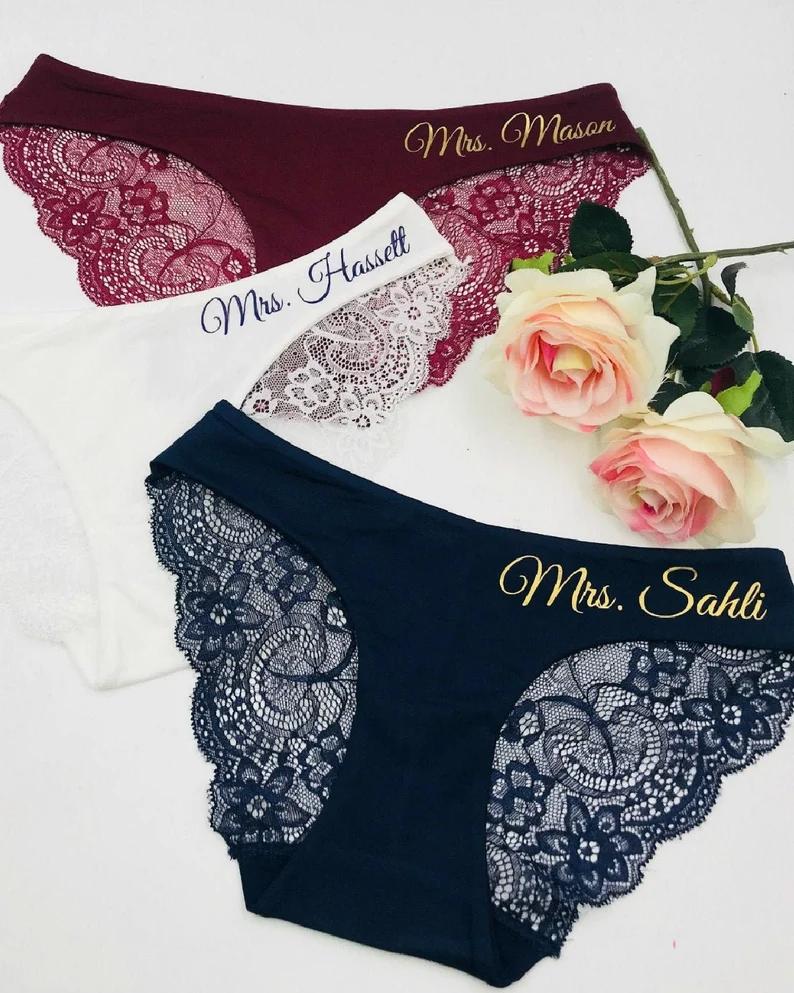 Personalized Thong, bride panties, bridal shower gifts, bride gift  honeymoon thong