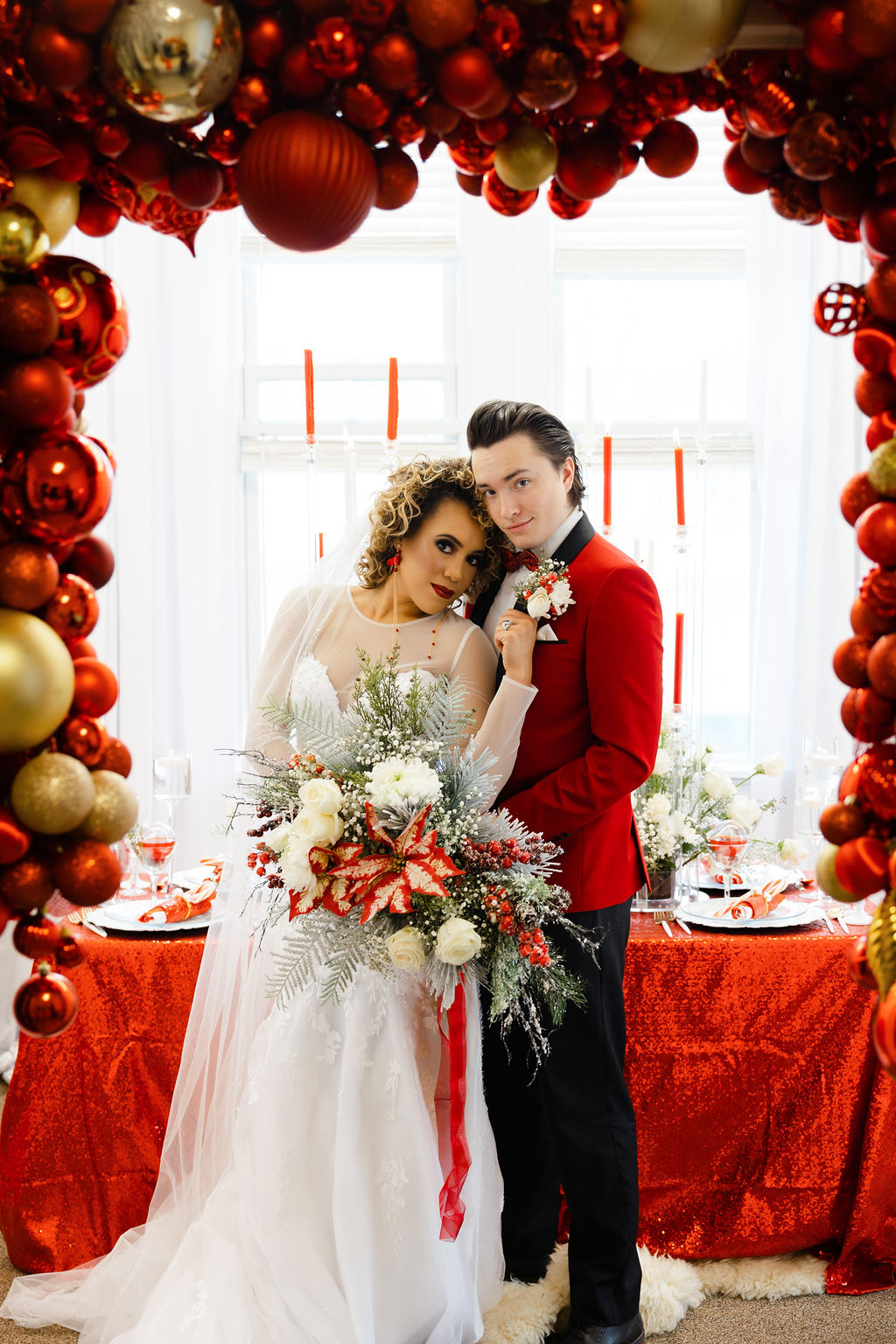 Destination Christmas Wedding With Candy Cane Styling