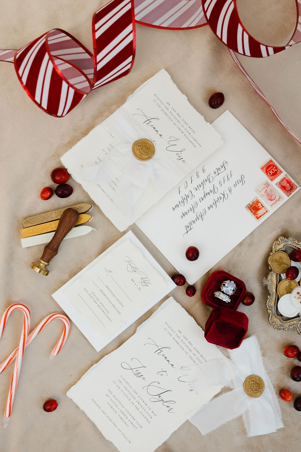 Destination Christmas Wedding With Candy Cane Styling