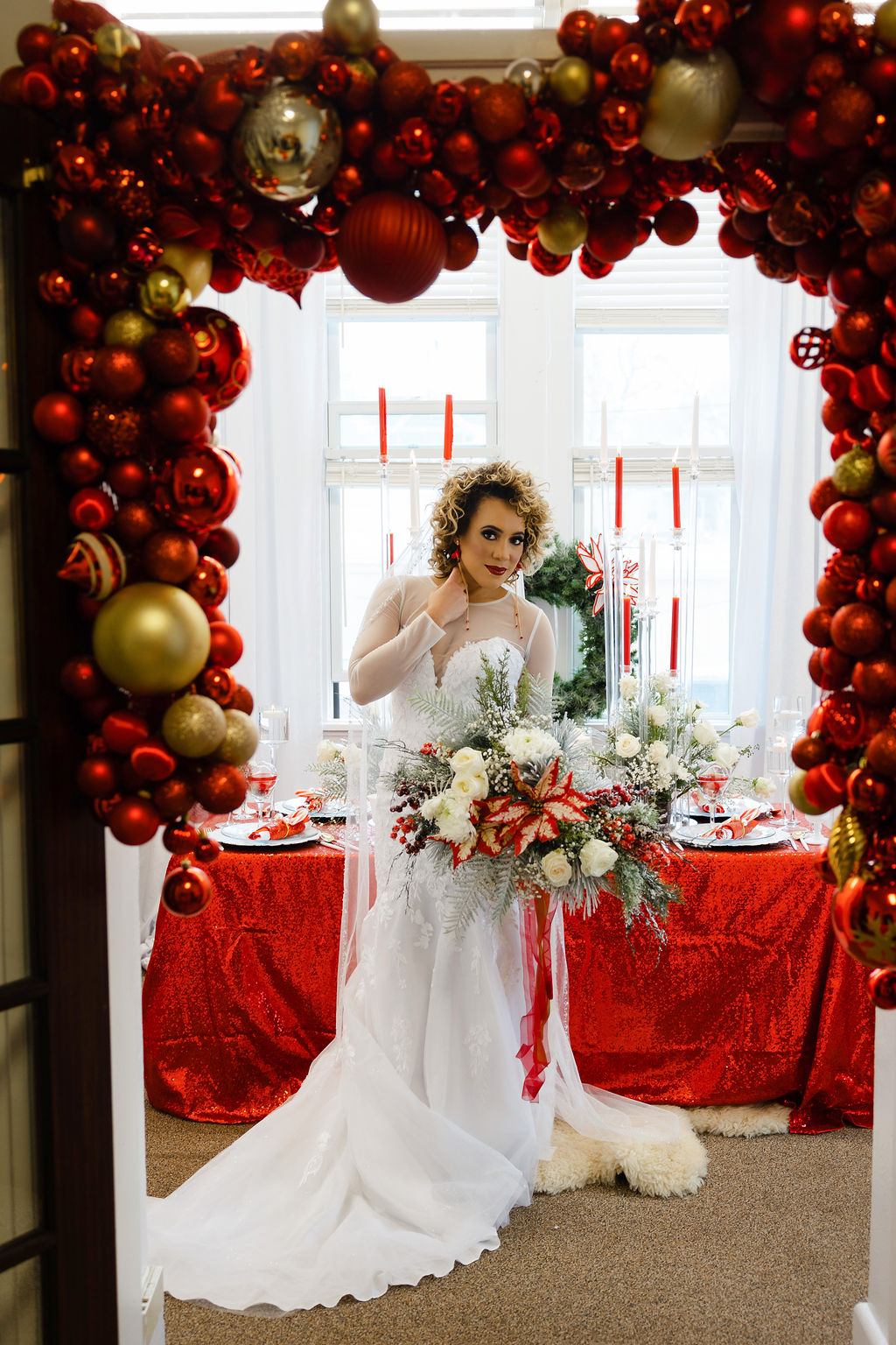 Destination Christmas Wedding With Candy Cane Styling