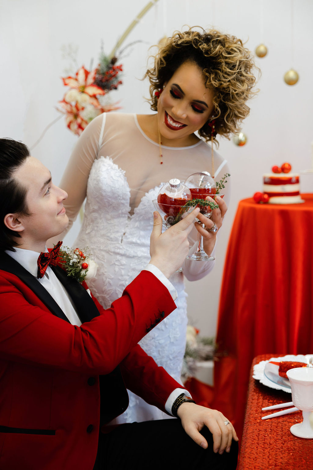 Destination Christmas Wedding With Candy Cane Styling