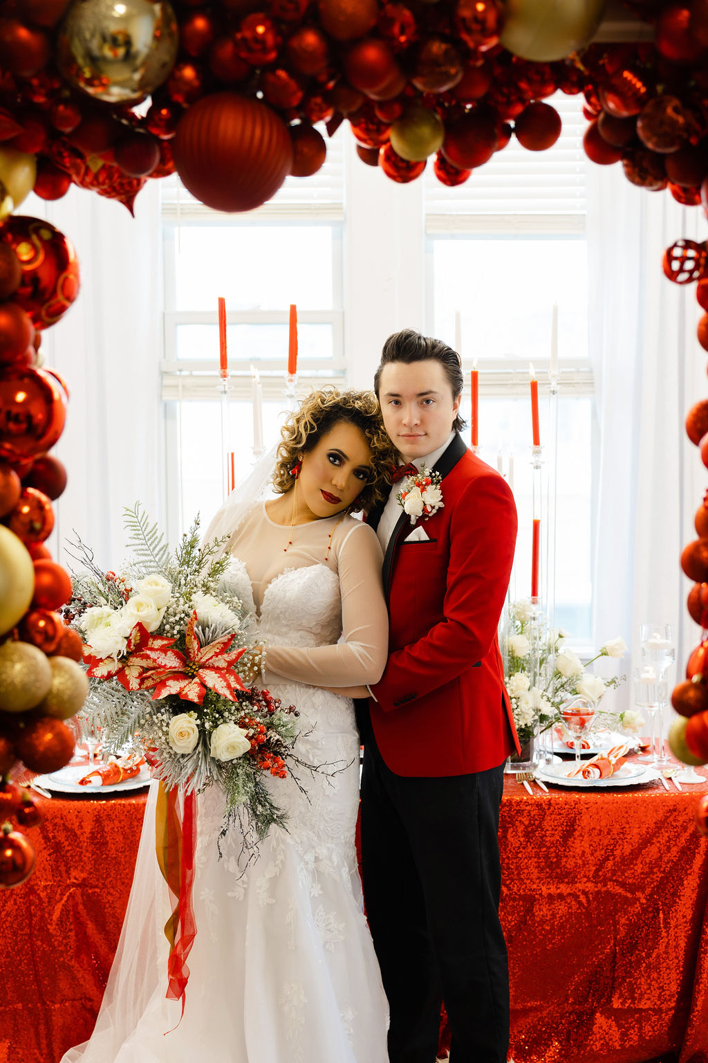 Destination Christmas Wedding With Candy Cane Styling