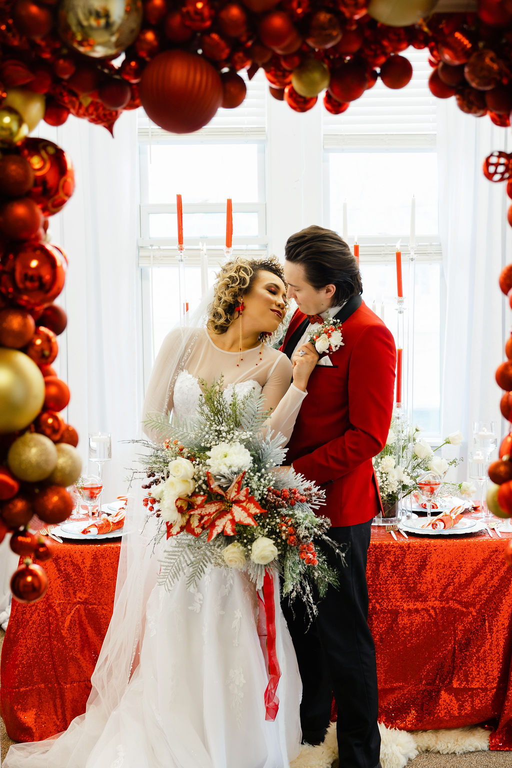 Destination Christmas Wedding With Candy Cane Styling