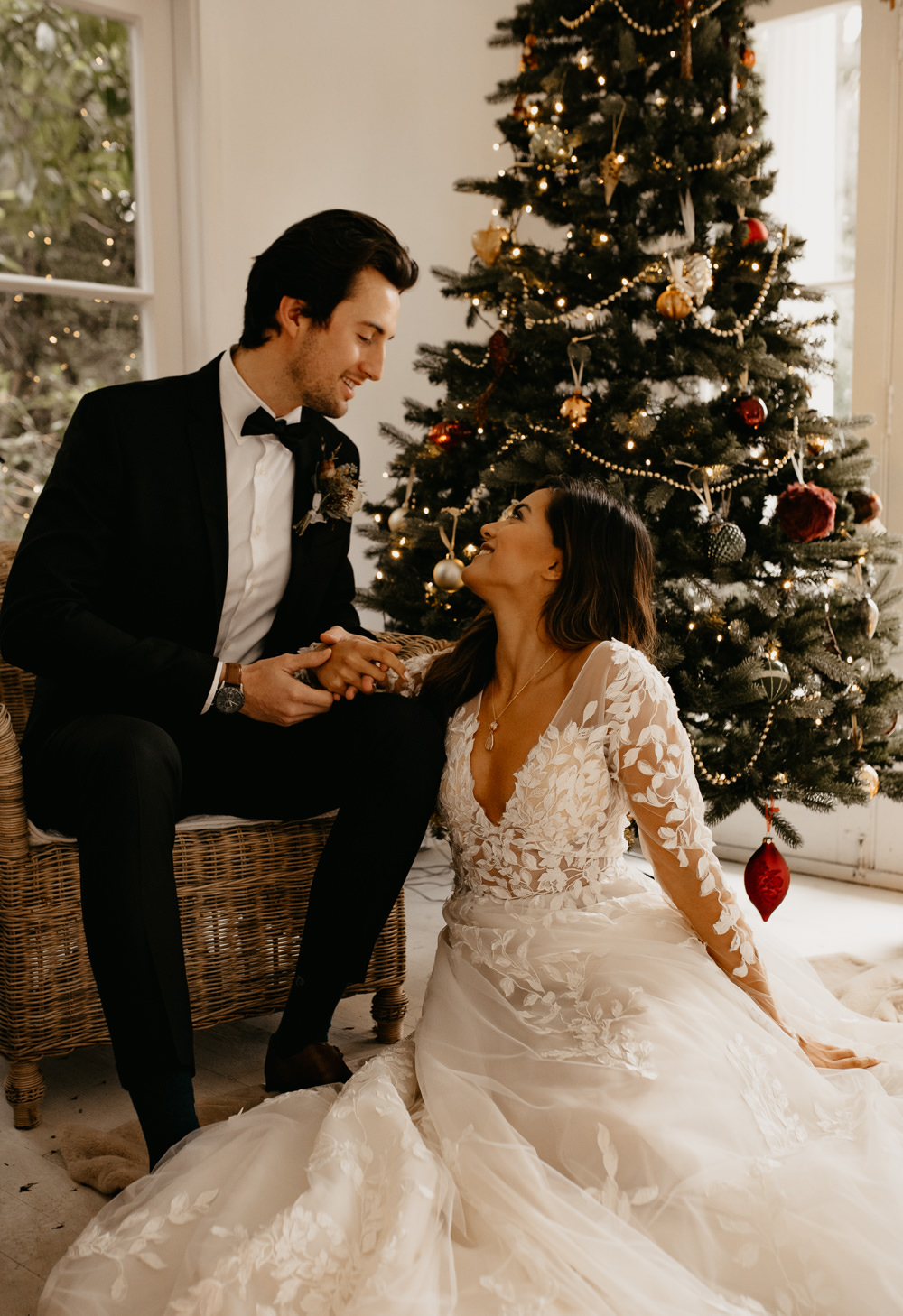  Intimate Christmas Wedding With Celestial Styling
