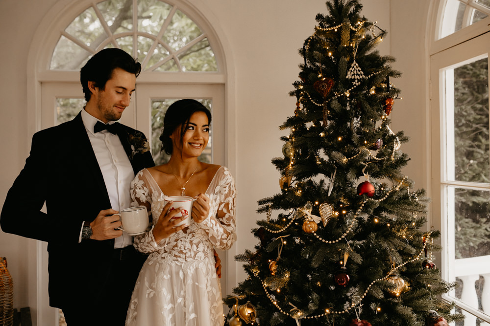  Intimate Christmas Wedding With Celestial Styling