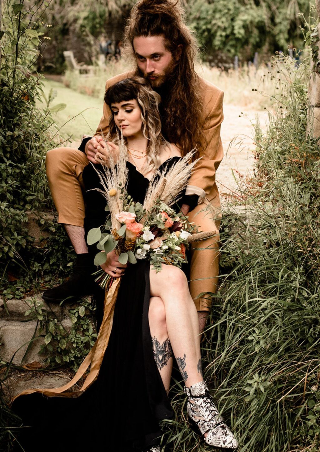 Boho Rock Outdoor Wedding at Jervaulx Abbey Yorkshire 