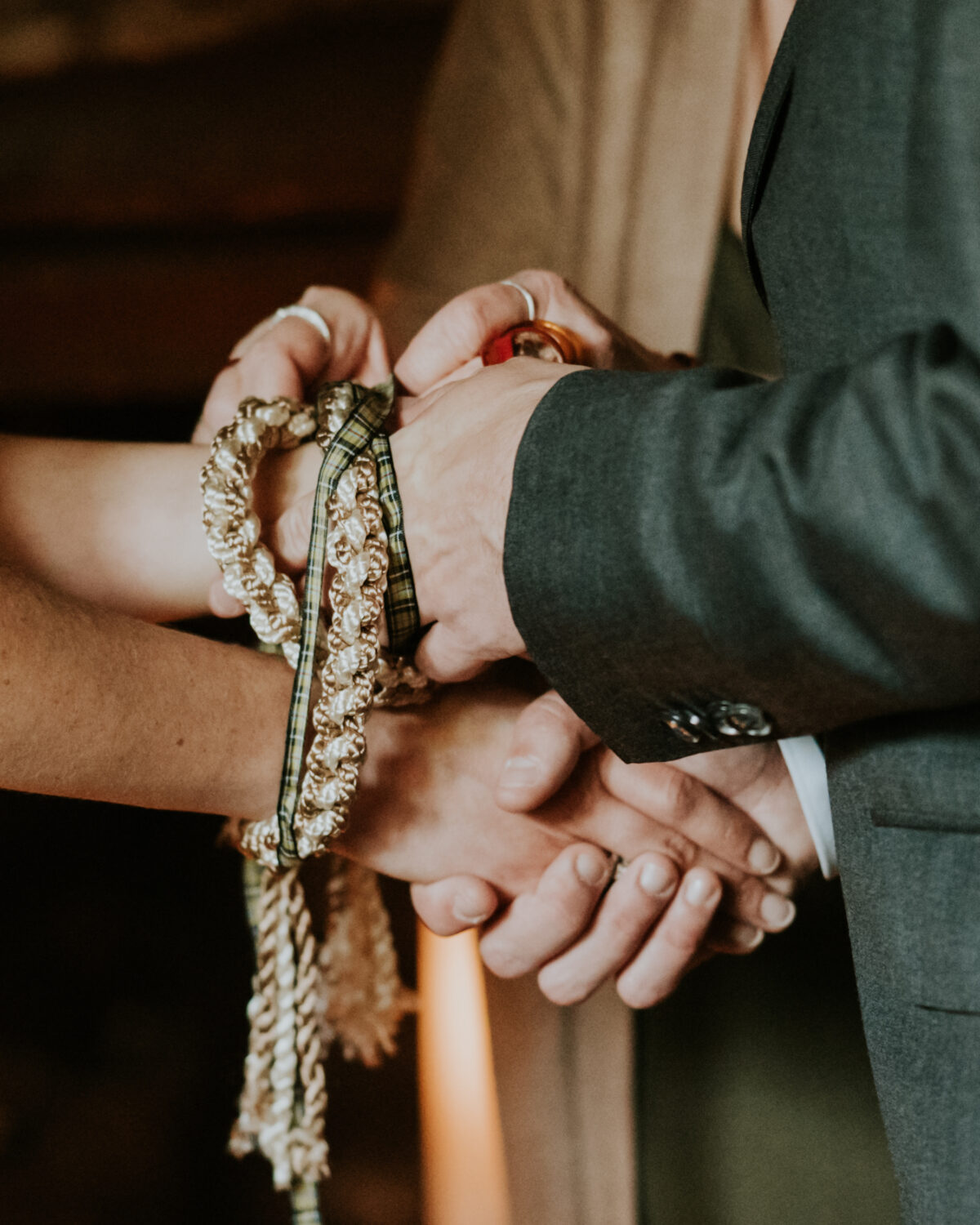 Handtying Ritual during an intimate ceremony