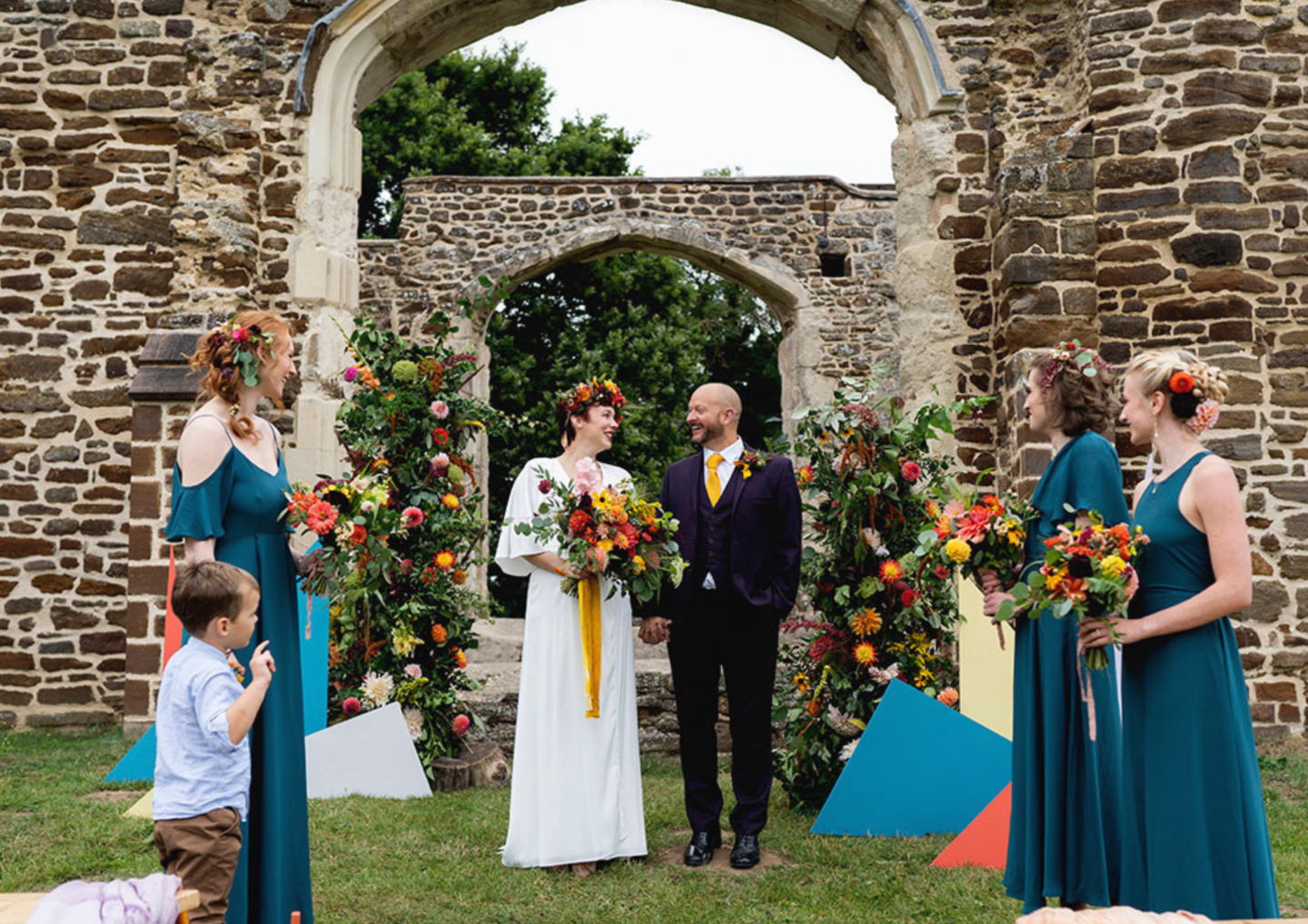 A Colourful Eco Wedding at Clophill Eco Lodges Bedfordshire