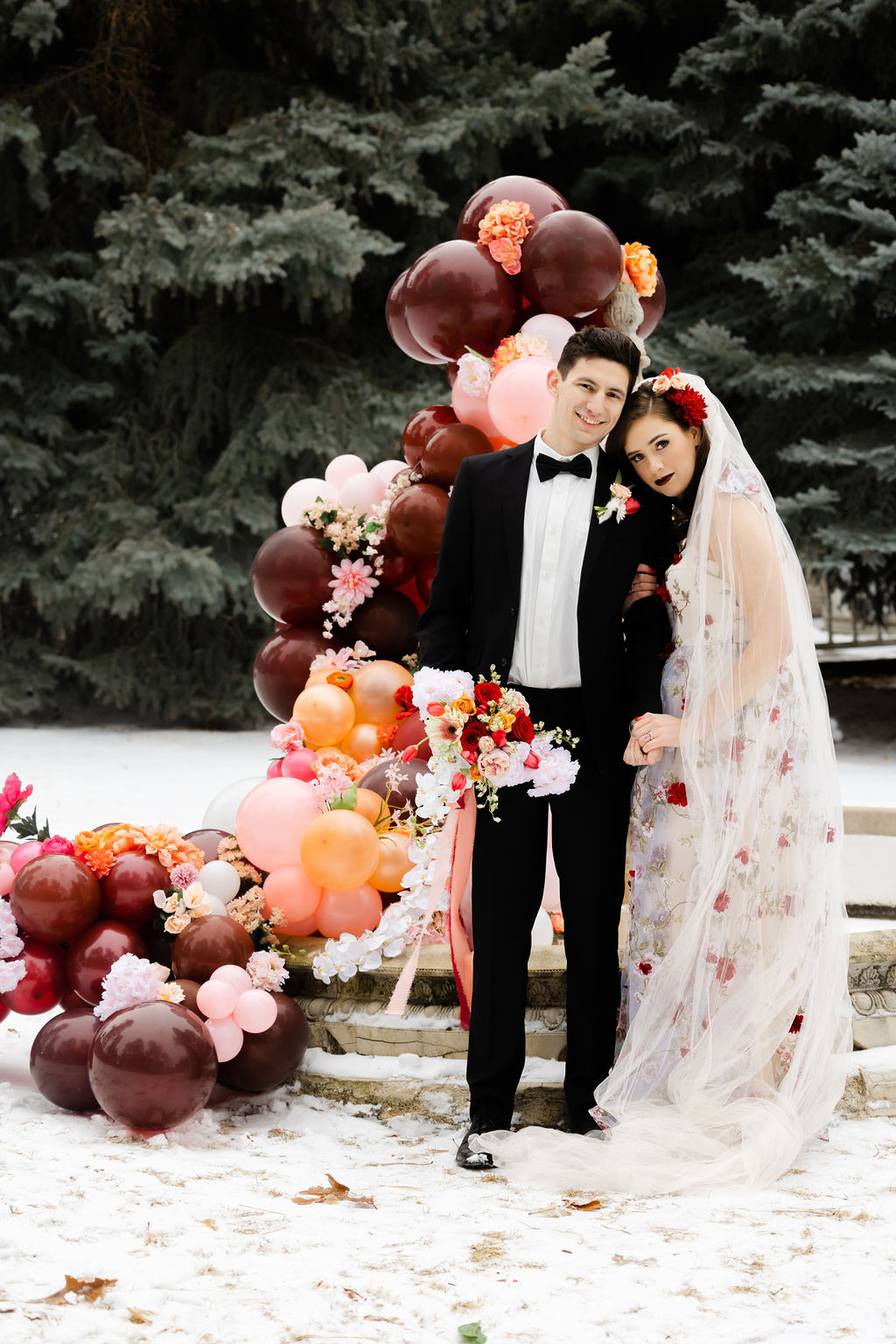 Destination Valentine's Wedding With Floral Wedding Dress