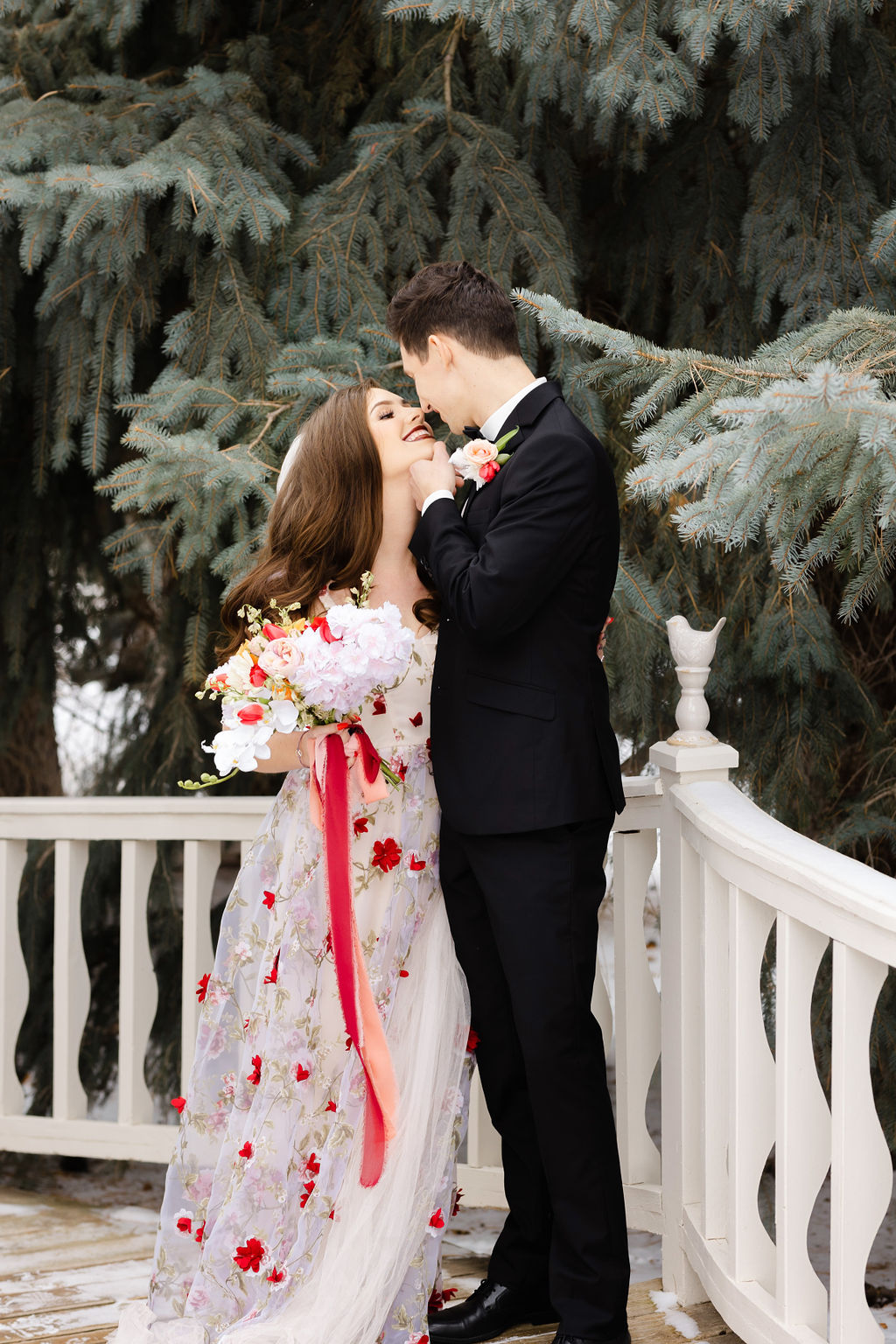 Destination Valentine's Wedding With Floral Wedding Dress