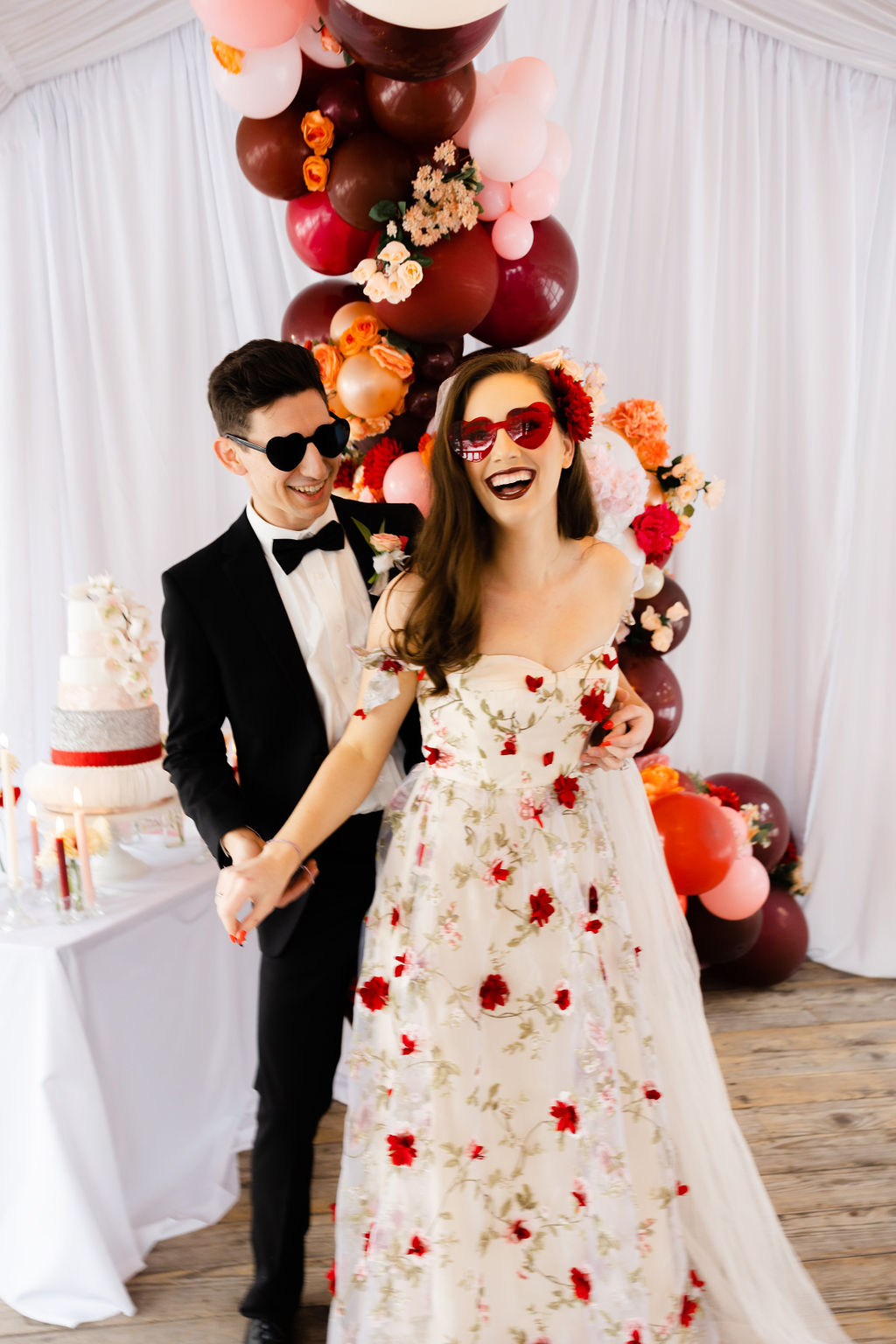 Destination Valentine's Wedding With Floral Wedding Dress