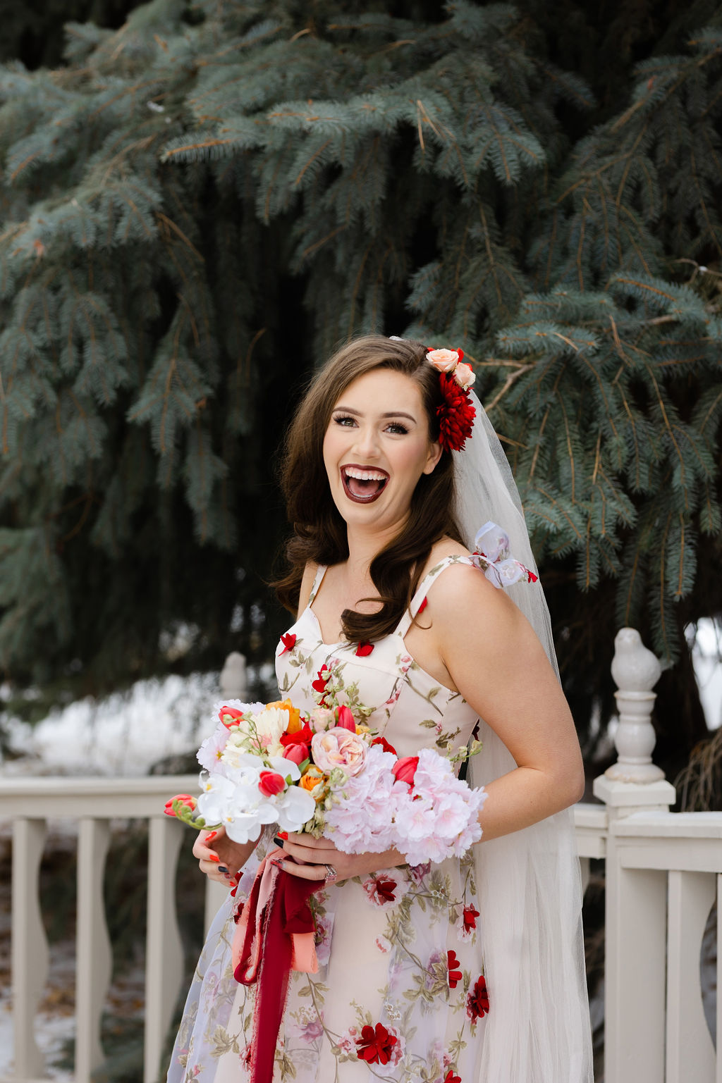 Destination Valentine's Wedding With Floral Wedding Dress