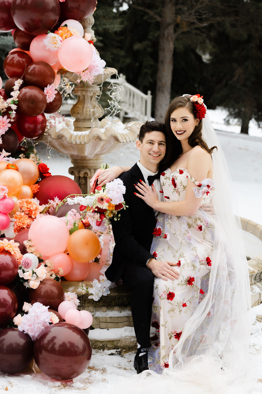 Destination Valentine's Wedding With Floral Wedding Dress