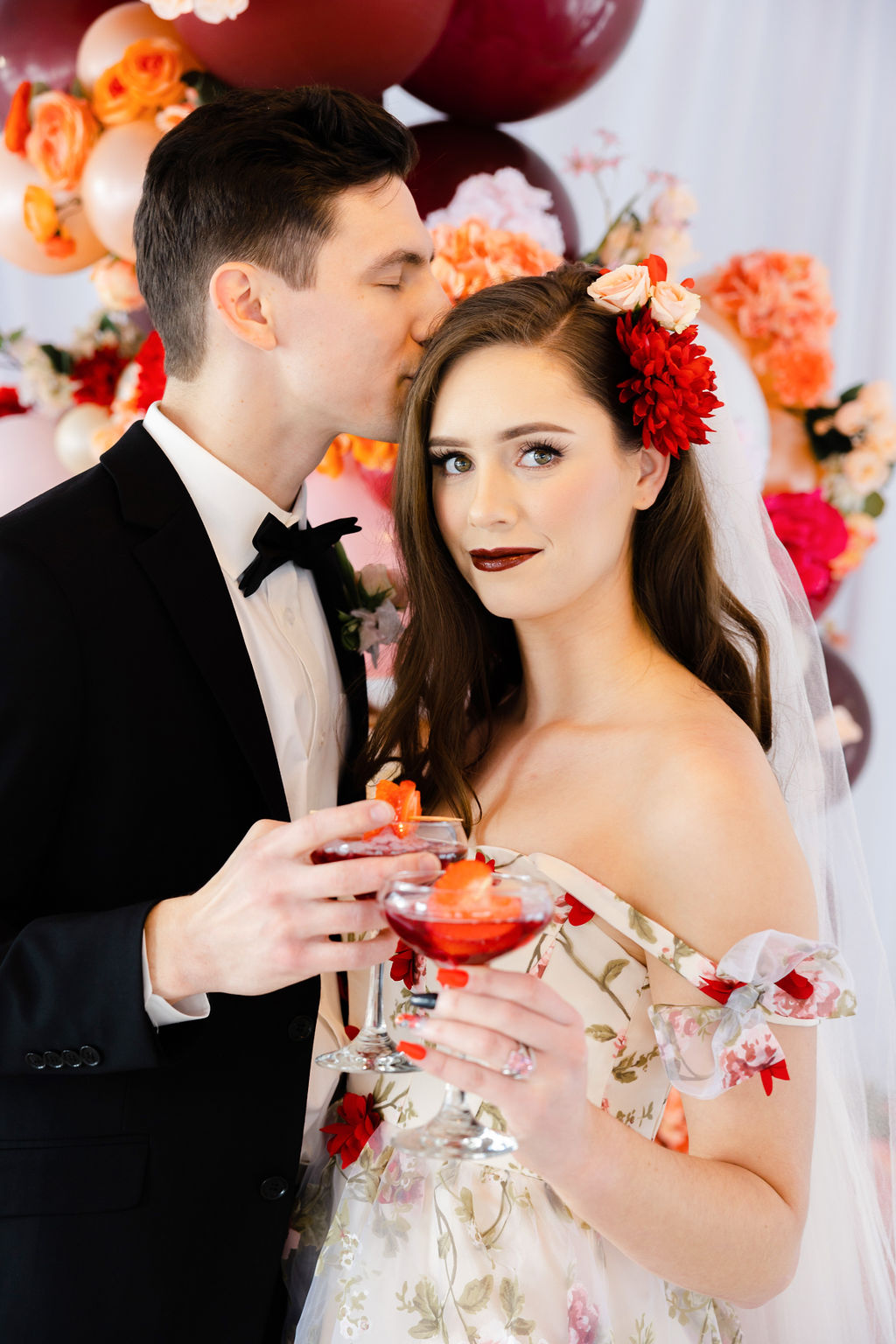 Destination Valentine's Wedding With Floral Wedding Dress