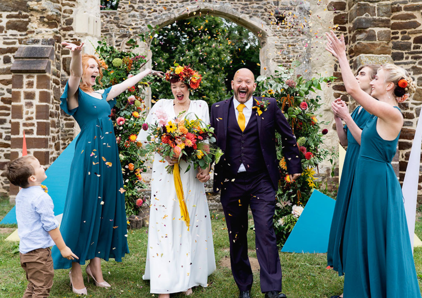 A Colourful Eco Wedding at Clophill Eco Lodges Bedfordshire