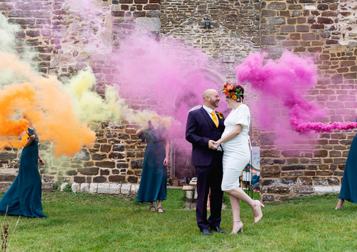 A Colourful Eco Wedding at Clophill Eco Lodges Bedfordshire