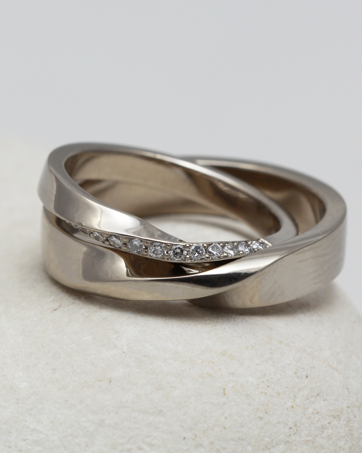 The Ellershie and Laggen 18ct His and Hers White Gold and Diamond Ring Set