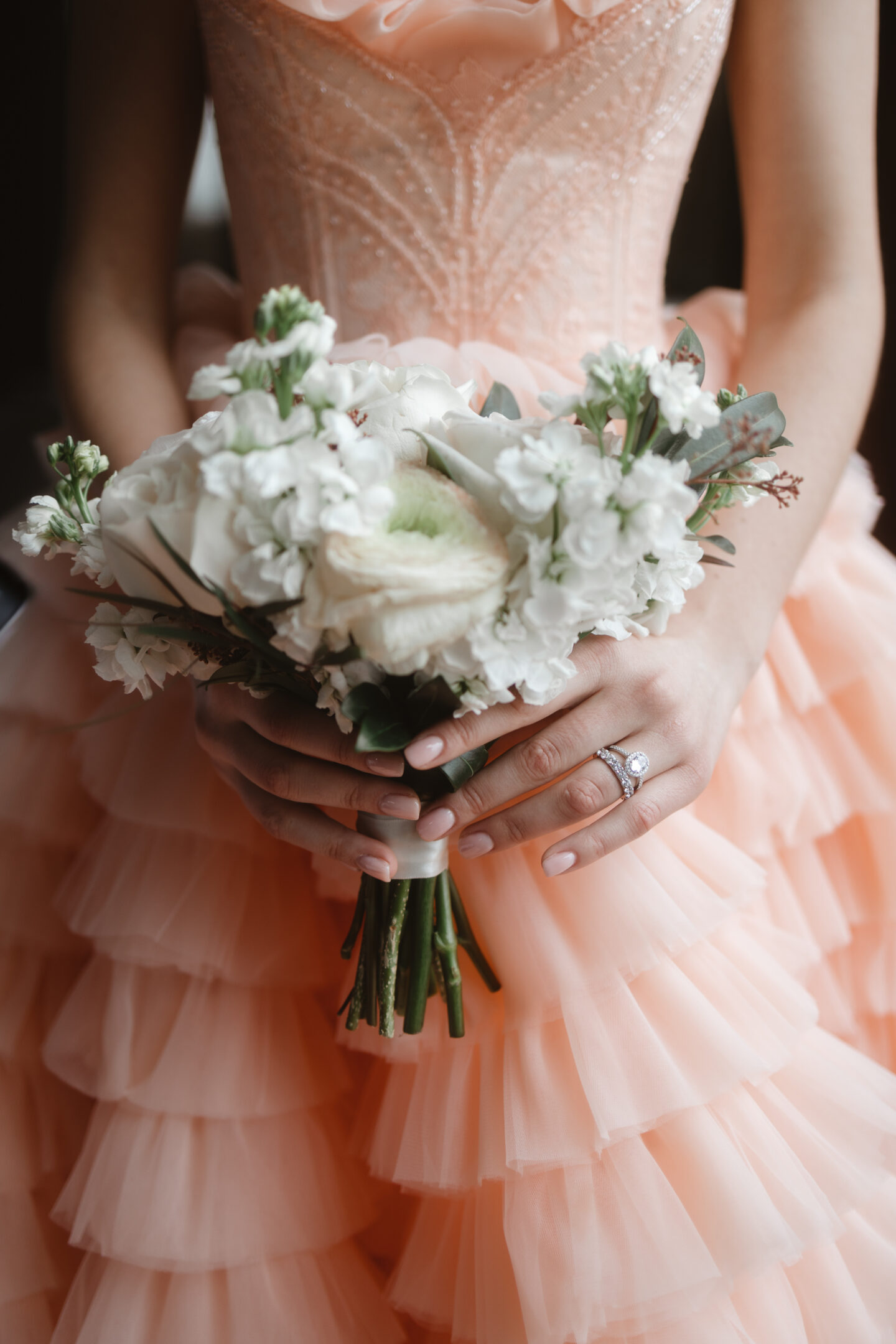 Alternative Rococo Style Wedding With Peach Coloured Wedding Dress