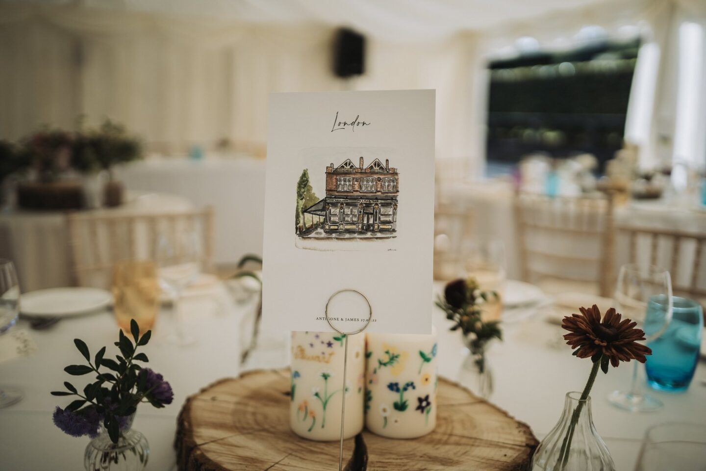 Feather ink wedding table name