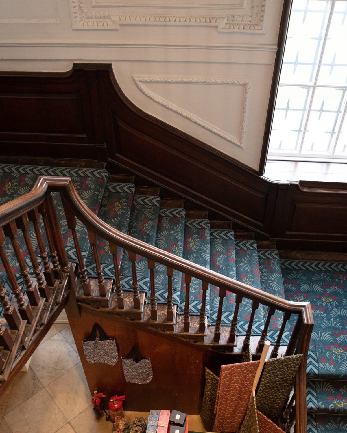 Grand staircase leading to the Story Lounge