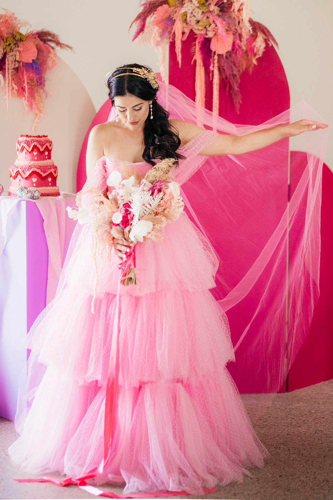 Pink Wedding Dresses That Bring Wicked Glam to Your Big Day