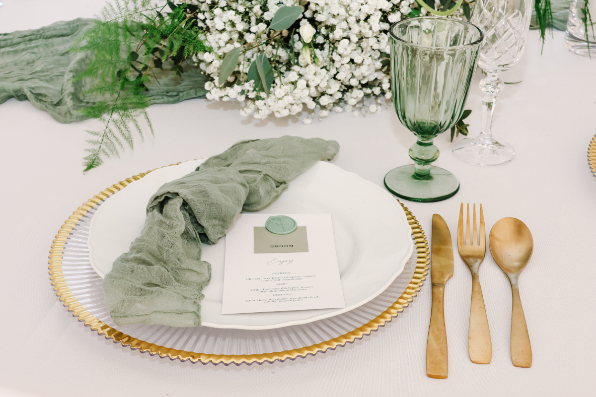 Luxe Green and White Wedding at Swarling Manor