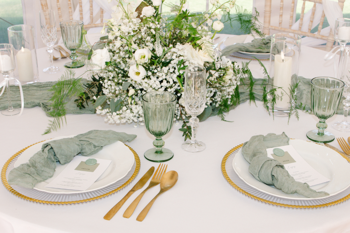 Luxe Green and White Wedding at Swarling Manor
