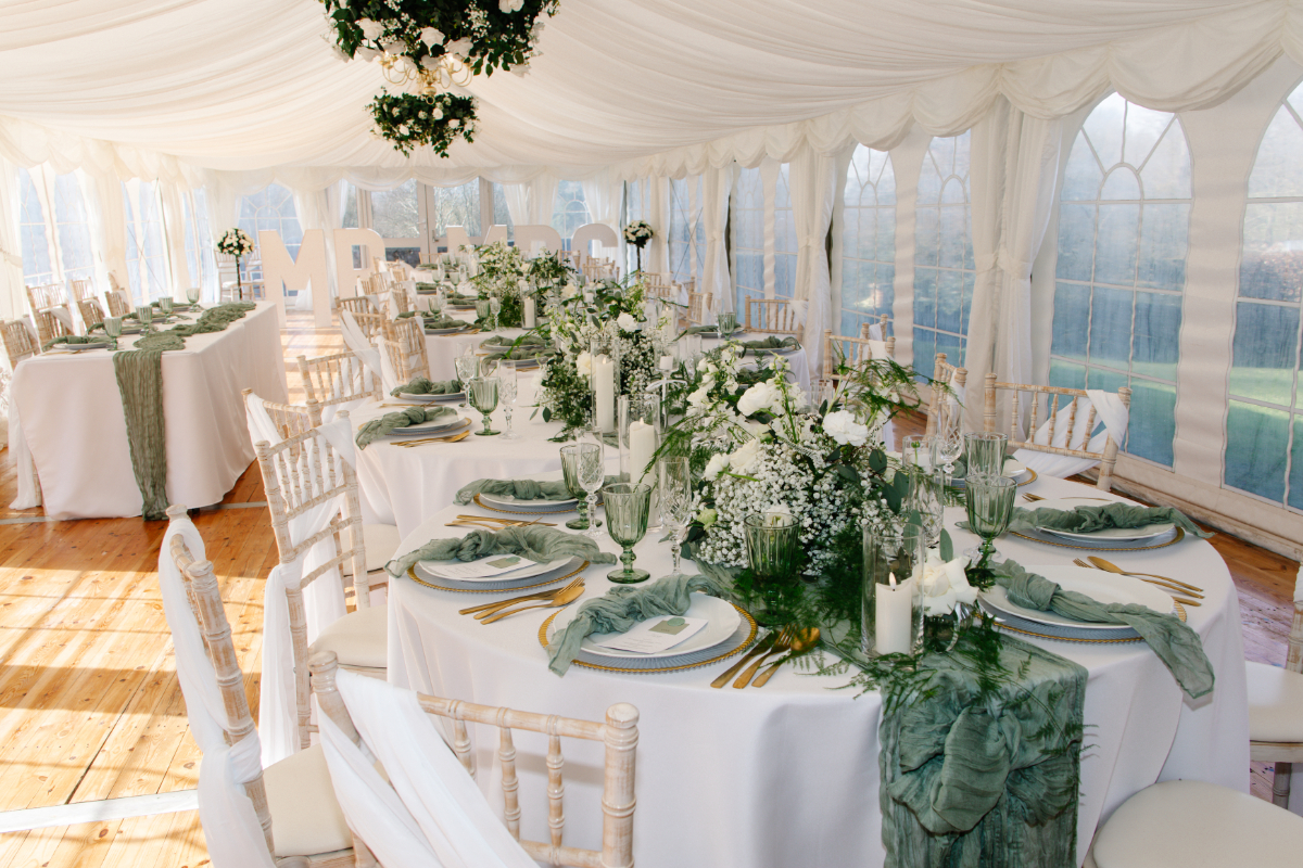 Luxe Green and White Wedding at Swarling Manor