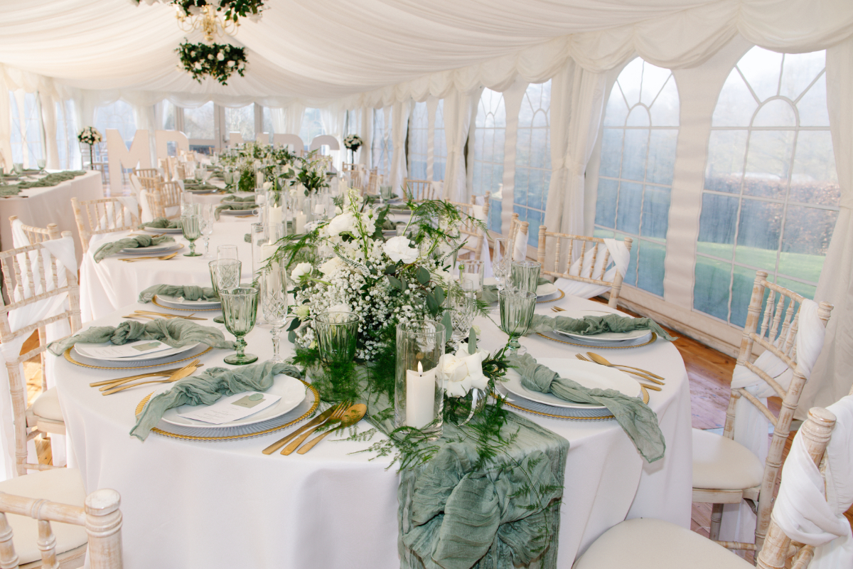 Luxe Green and White Wedding at Swarling Manor